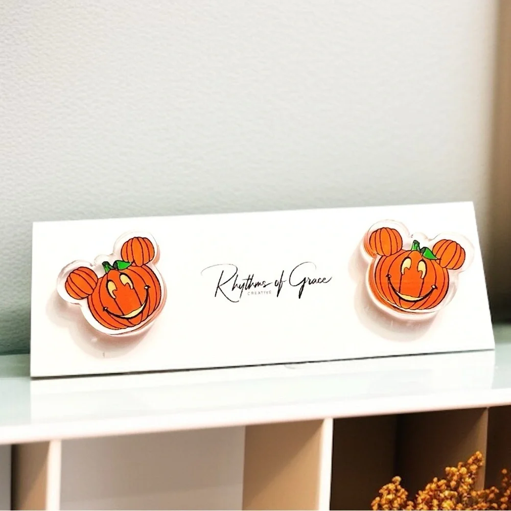 Pumpkin Mouse Halloween Stud Earrings NWT